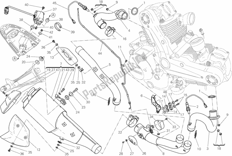 Alle onderdelen voor de Uitlaatsysteem van de Ducati Monster 1100 EVO ABS 2013